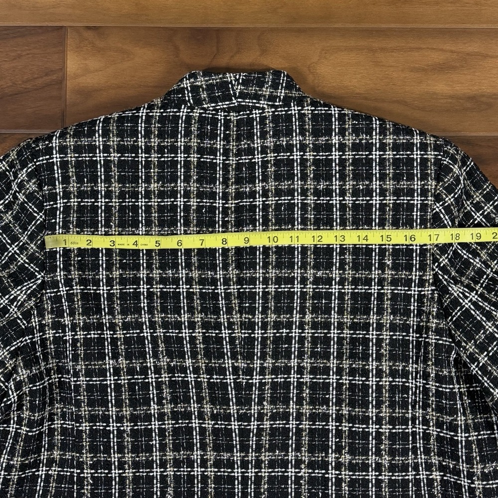 Calvin Klein Women's Size 18 W Black White Tweed Open Front Blazer Jacket - Picture 8 of 12